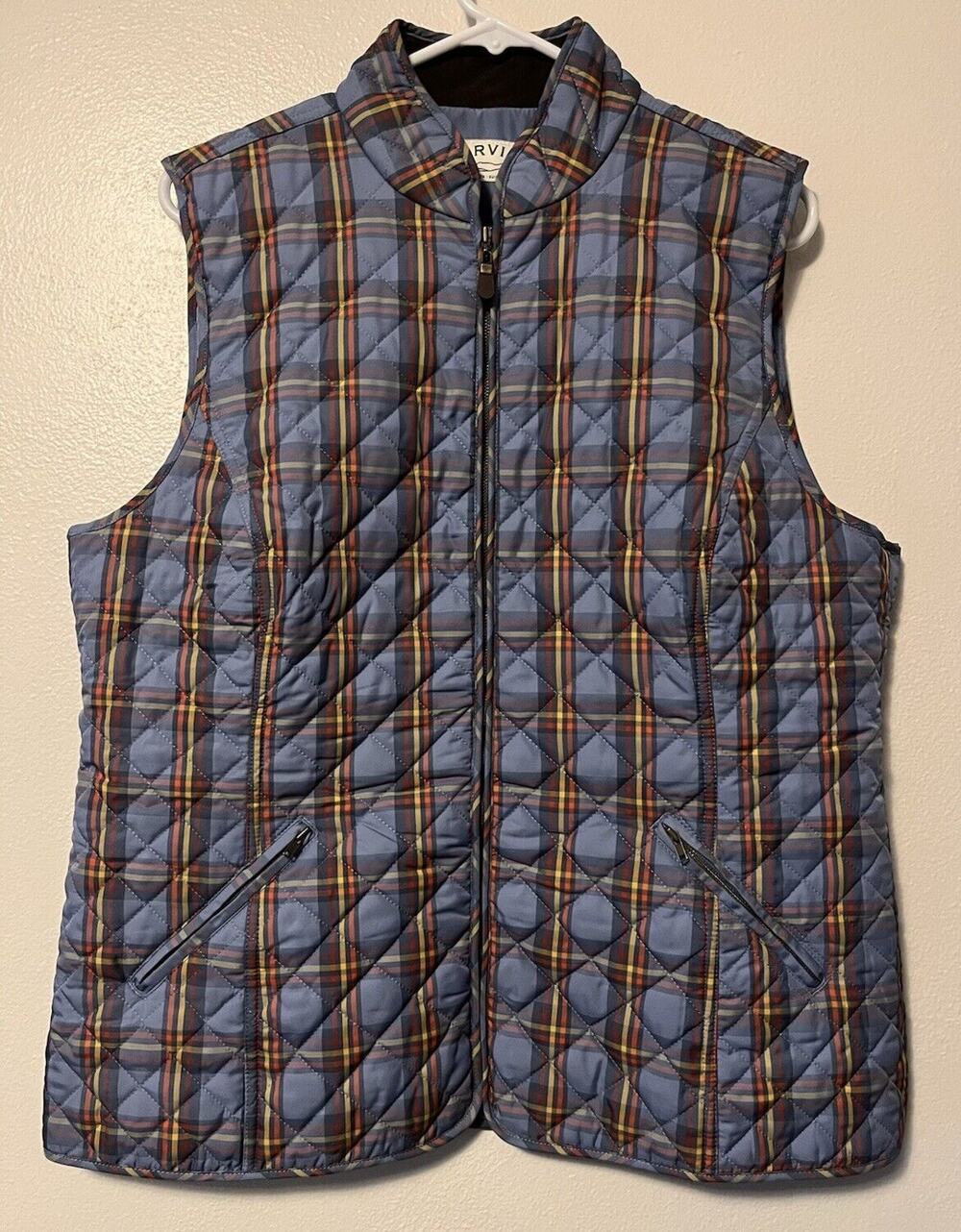 Orvis Quilted Vest Women's Large Plaid Sunderland Blue 3M Thinsulate Outdoors
